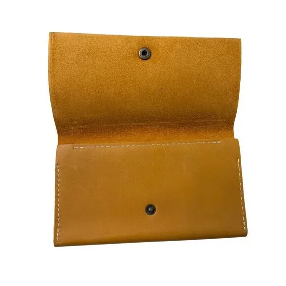 Portland Leather Goods Sunflower Yellow Trifold Rancher Wallet Asymmetrical - Picture 3 of 6